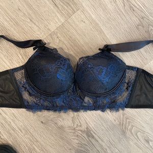 Black and navy Honey Birdette bra. Size 34DD